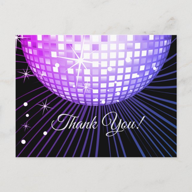 POSTAL NEGRO, DISCO FIESTA, BAILE, CUMPLEAÑOS GRACIAS TAR (Anverso)