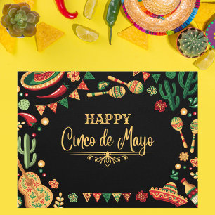 Postal Negro festivo Cinco de Mayo Fiesta Iconos