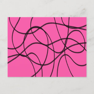 Postal Negro sobre arte de cinta rosa