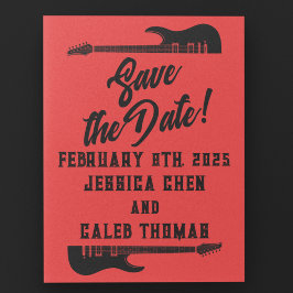 Postal Negro sobre el pesado rojo Boda Metalizado Guardar