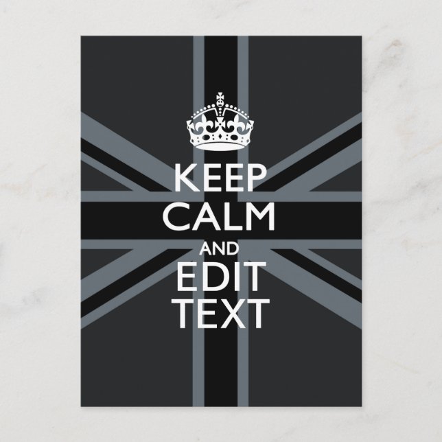 Postal Negro sobre negro mantener la calma Unión personal (Anverso)