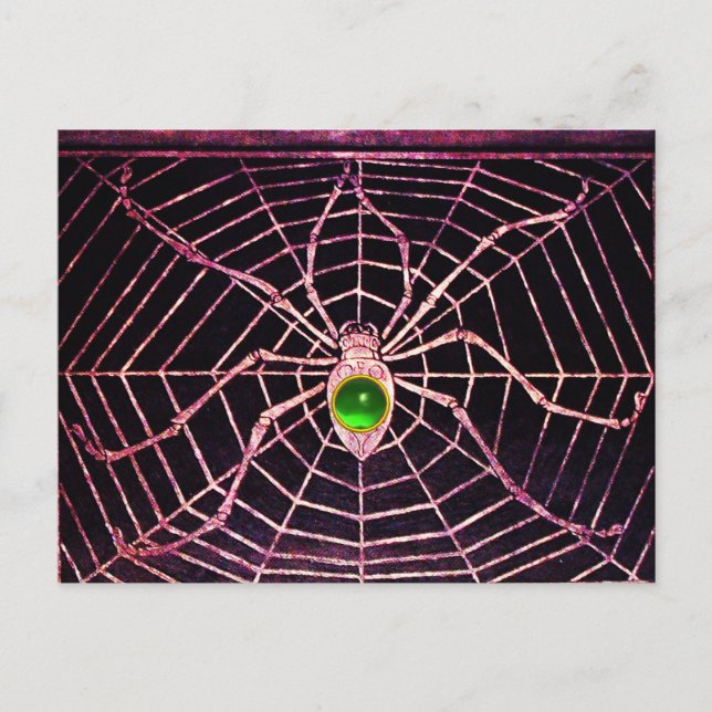 Postal Negro verde esmeralda SPIDER Y WEB (Anverso)