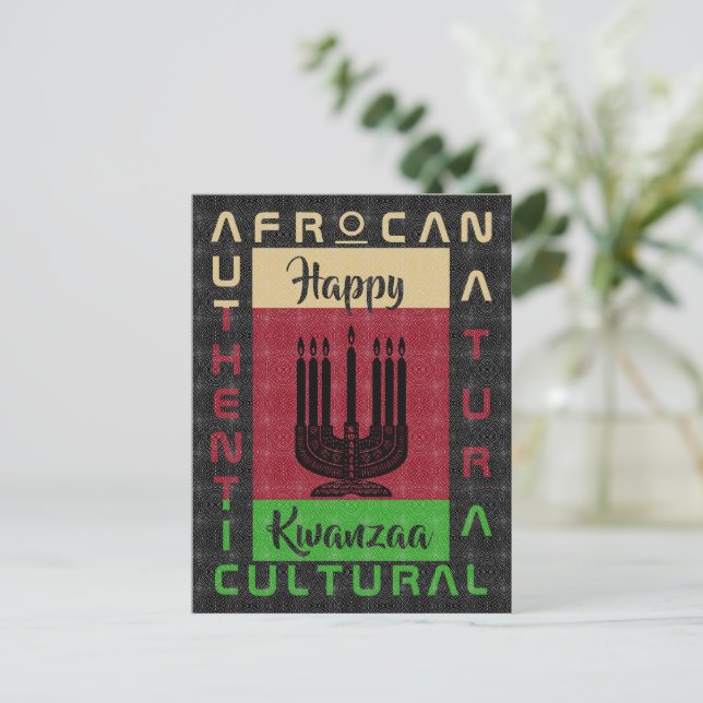 Postal negro verde rojo AFRoCA Patrimonio negro africano (Anverso de pie)