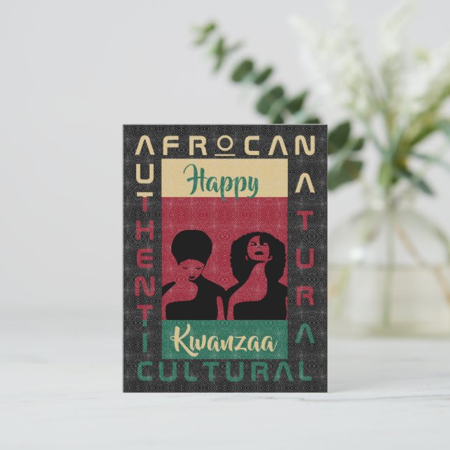 Postal negro verde rojo AFRoCA Patrimonio negro africano (Anverso de pie)