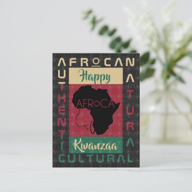 Postal negro verde rojo AFRoCA Patrimonio negro africano (Anverso de pie)