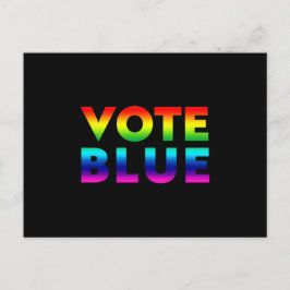 Postal negro "vote azul", orgullo lgbtq lgbt colores arco