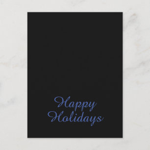 Postal Negro y azul neutro, elegante y feliz vacaciones