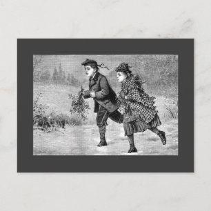 Postal - negro y blanco de la escena del invierno