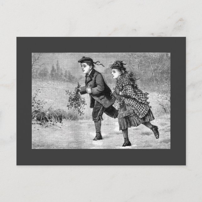 Postal - negro y blanco de la escena del invierno (Anverso)