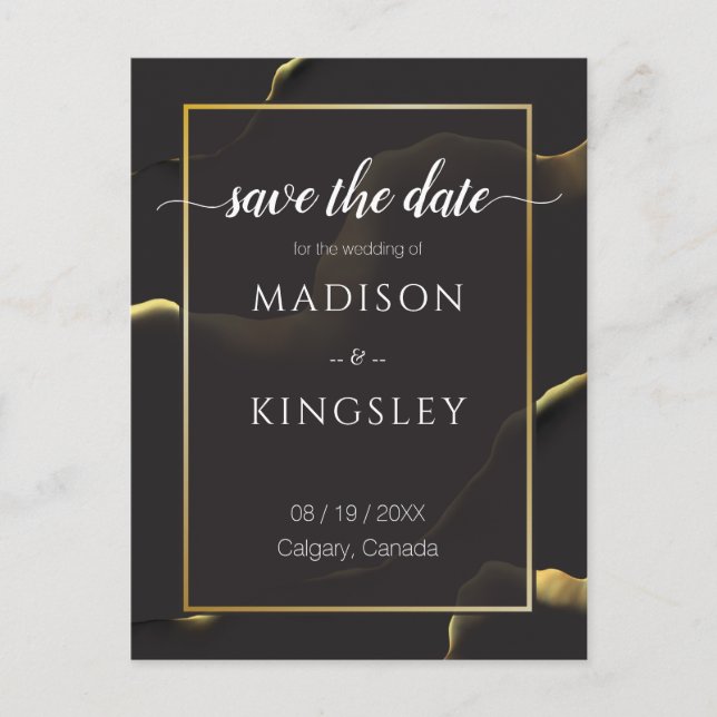 Postal Negro y Dorado 💡 Moderno Abstracto Tinta al Óleo (Anverso)