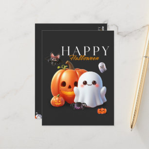 Postal Negro y naranja Feliz Halloween
