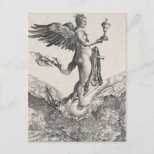Postal Némesis, grabado por Albrecht Durer