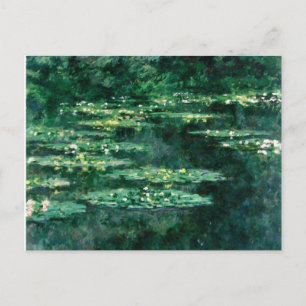 Postal NENÚFARES EN ESTANQUE VERDE por Claude Monet
