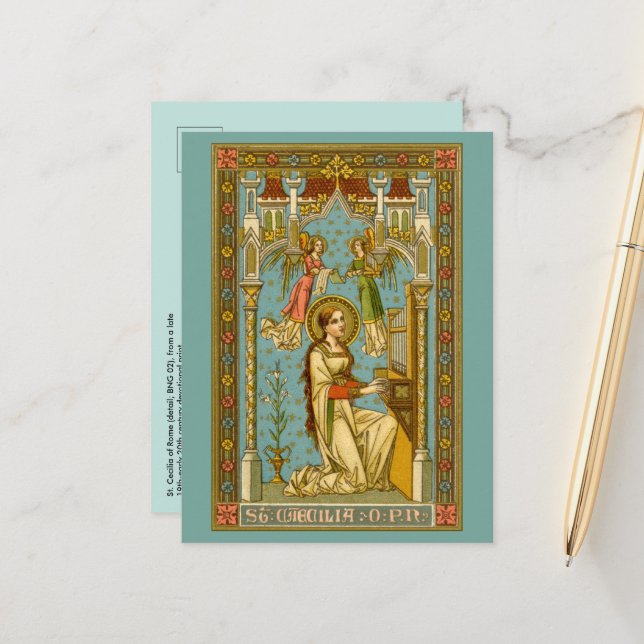 Postal NeoGothic St. Cecilia de Roma (BNG 02) Postcard (Anverso/Reverso In Situ)