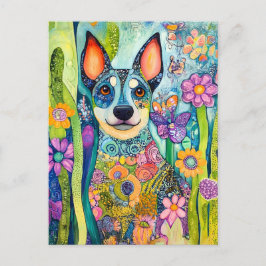 Postal neon-colored pop-art dog portrait with bold contra