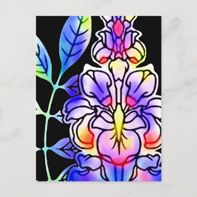 Postal Neon Flowers (Anverso)