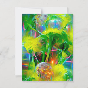 Postal Neon Glow Dandelions en Dream Garden