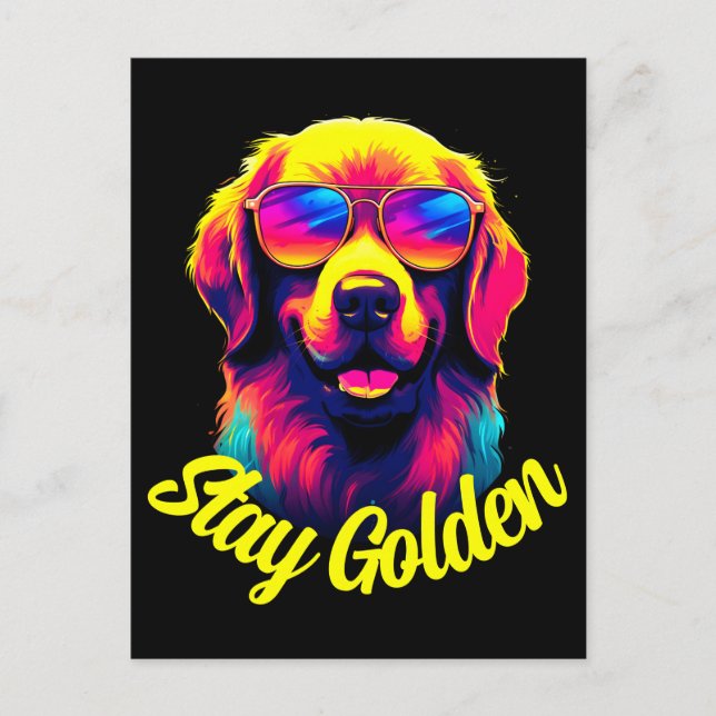 Postal Neon Golden Retriever (Anverso)