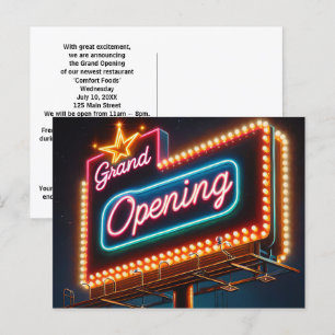 Postal Neon Grand Opening Billboard Para Nuevos Negocios