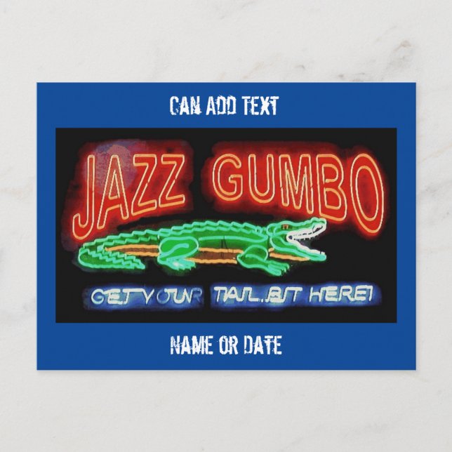 Postal Neon Gumbo, personalizar añadir texto (Anverso)