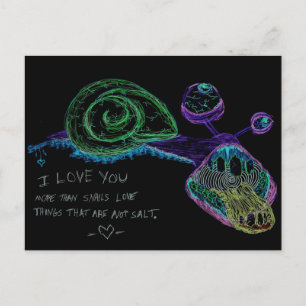 Postal Neon I Love You Snail Postcard