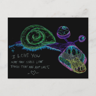 Postal Neon I Love You Snail Postcard