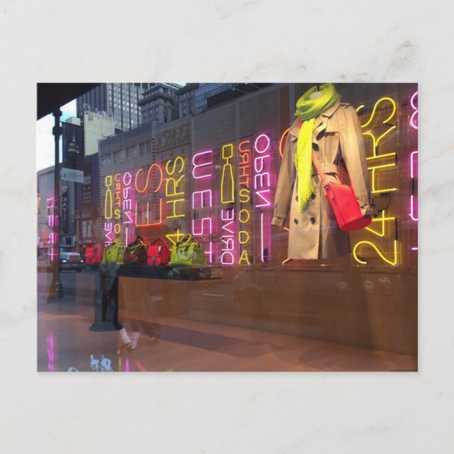 Postal Neon Lights Department Store Window New York NYC (Anverso)