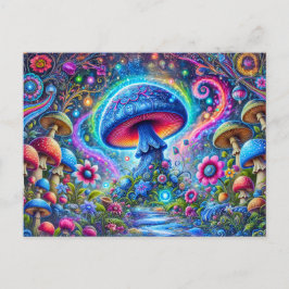 Postal Neon Mushroom Glow Psychedelic Fantasy Forest