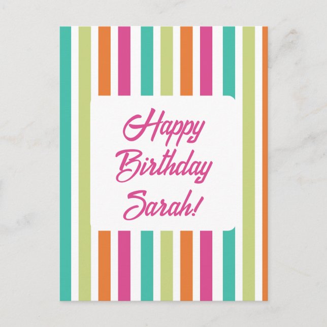 Postal Neon rainbow strips divertido retro (Anverso)