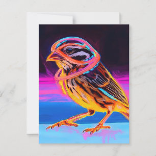 Postal Neon Sparrow con acentos brillantes