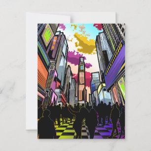 Postal Neon Times Square Abstract Art Postcard - NYC at N