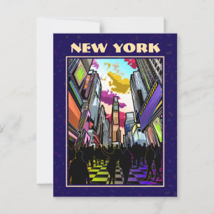 Postal Neon Times Square con texto Personalizado - Nueva