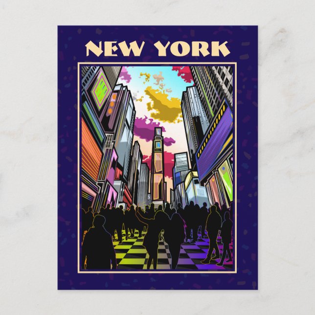 Postal Neon Times Square con texto Personalizado - Nueva  (Anverso)