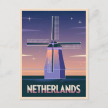 Neon Vaporwave Dutch Windmill Post de Retro 80