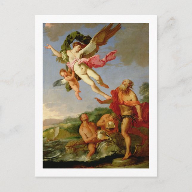 Postal Neptuno persiguiendo a Coronis, 1665-70 (aceite so (Anverso)