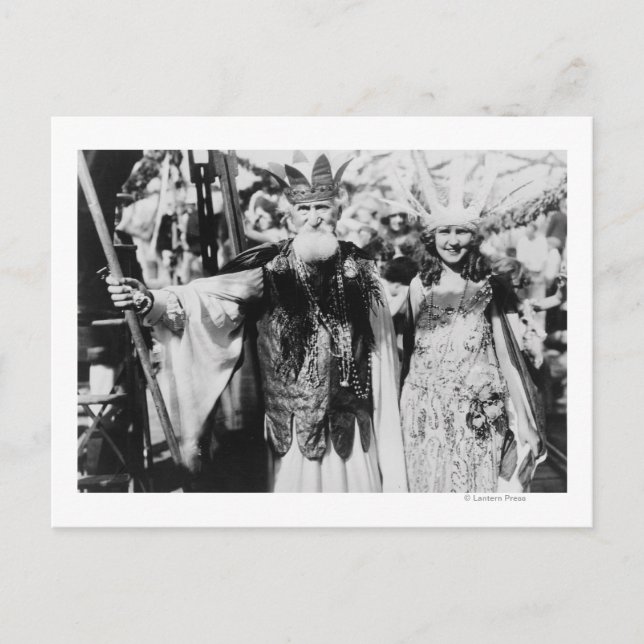 Postal Neptuno y Miss América en la fotografía de carnava (Anverso)