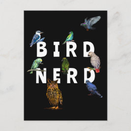 Postal NERD DE PÁJAROS, loros, búho, palomas, kookaburra