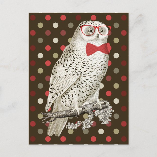 Postal Nerdy Vintage Snowy Owl (Anverso)