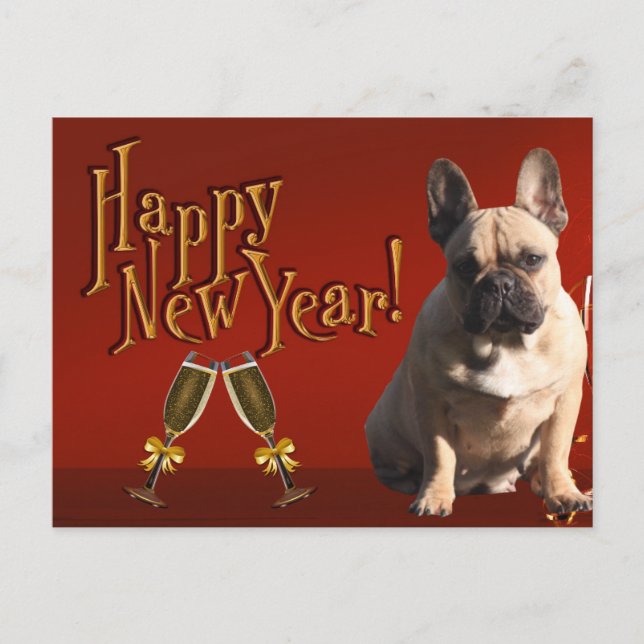 Postal Neujahrskarte französische Bulldogge Postkarte (Anverso)