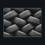 Postal Neumáticos de coche negros<br><div class="desc">Características del este diseño una pila de neumáticos de automóvil de goma negros.</div>