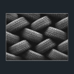 Postal Neumáticos de coche negros<br><div class="desc">Características del este diseño una pila de neumáticos de automóvil de goma negros.</div>