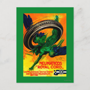 Postal Neumaticos Real Cord Cartel Vintage Europa
