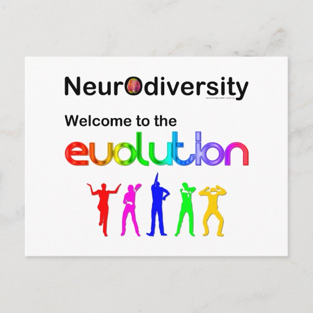 Postal Neurodiversidad Bienvenidos a la evolución (Anverso)