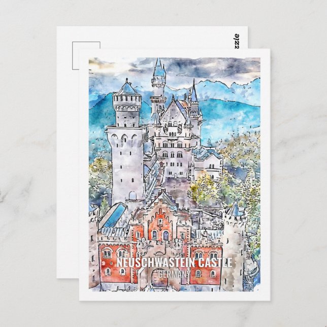 Postal Neuschdesperdicio en Alemania Travel Place Waterco (Anverso / Reverso)