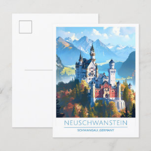 Postal Neuschwanstein Schwangau Alemania Viajes de época
