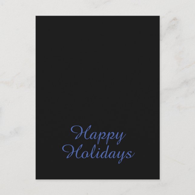 Postal Neutral Black & Blue Plain Elegant Happy Holidays (Anverso)