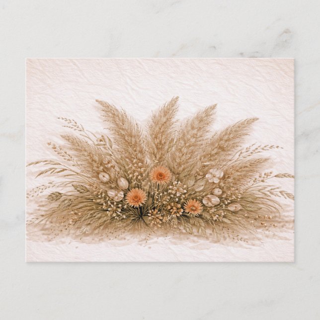 Postal Neutral Boho Pampas Grass Wildflower Arrangement  (Anverso)