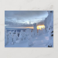 Nevada al atardecer en la montaña de la pecera