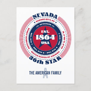 Postal Nevada, Carson City, NV, Patriótico, Monograma