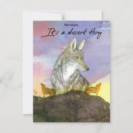 Postal Nevada Coyote es un tema del desierto al atardecer